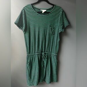 💚💙 WORKSHOP REPUBLIC CLOTHING women’s dress navy blue Green Striped large pocket